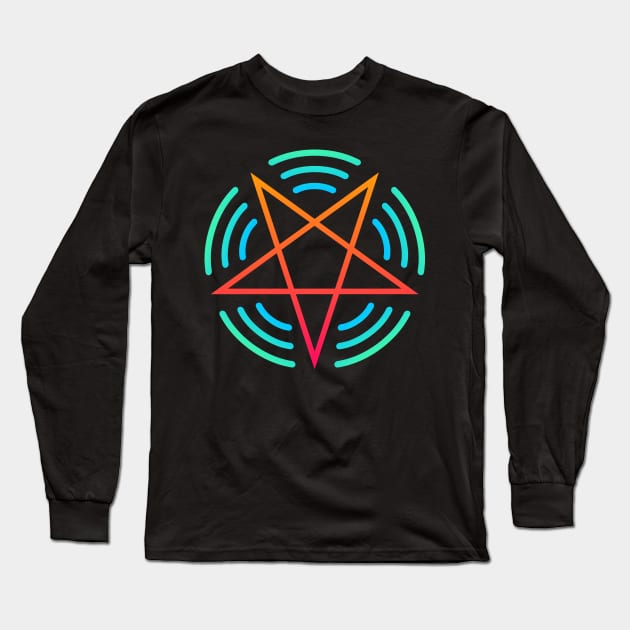 Psychedelic Rave EDM Pentagram Long Sleeve T-Shirt by MeatMan